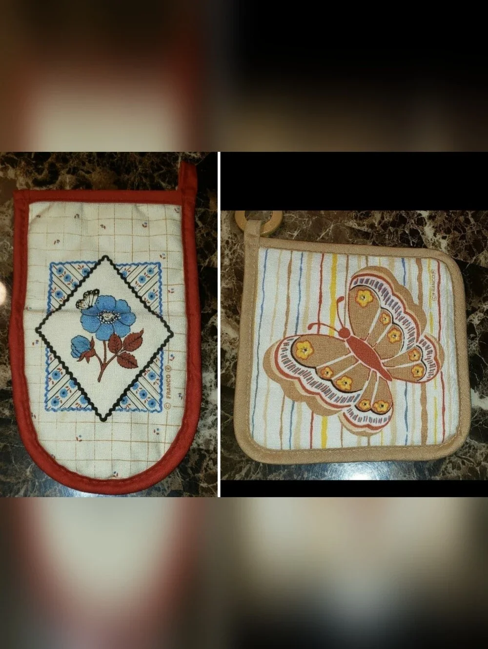 Two (2) Vintage Franco Butterfly Oven Mit/Pot Holders